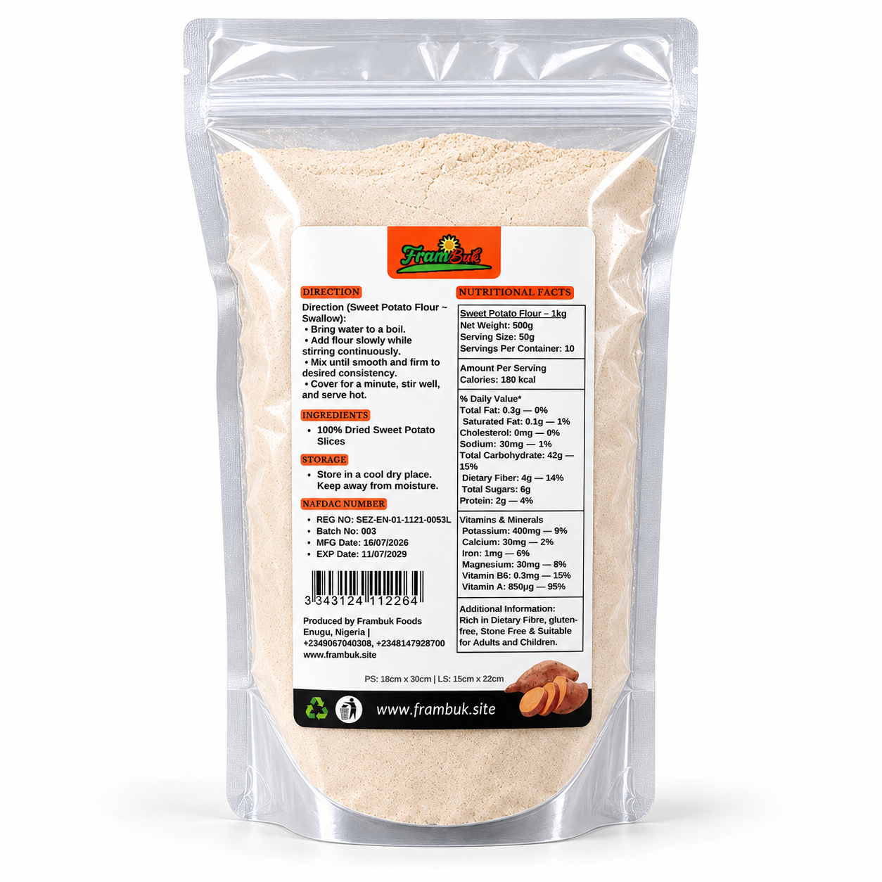 Sweet Potato Poundo Flour, alternate view